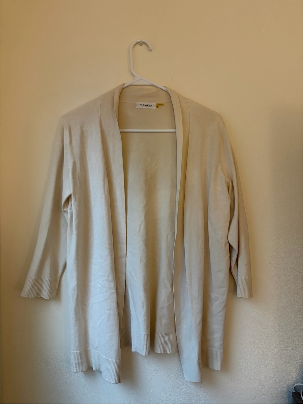 Calvin Klein Light Cream Open-Front Women's Cardigan